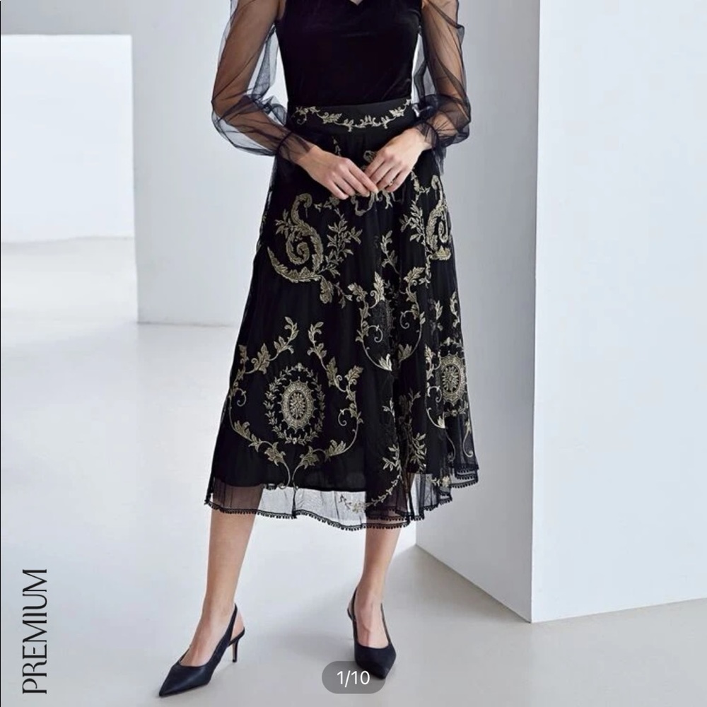 MOTF Premium Embroidery Mesh Overlay Skirt